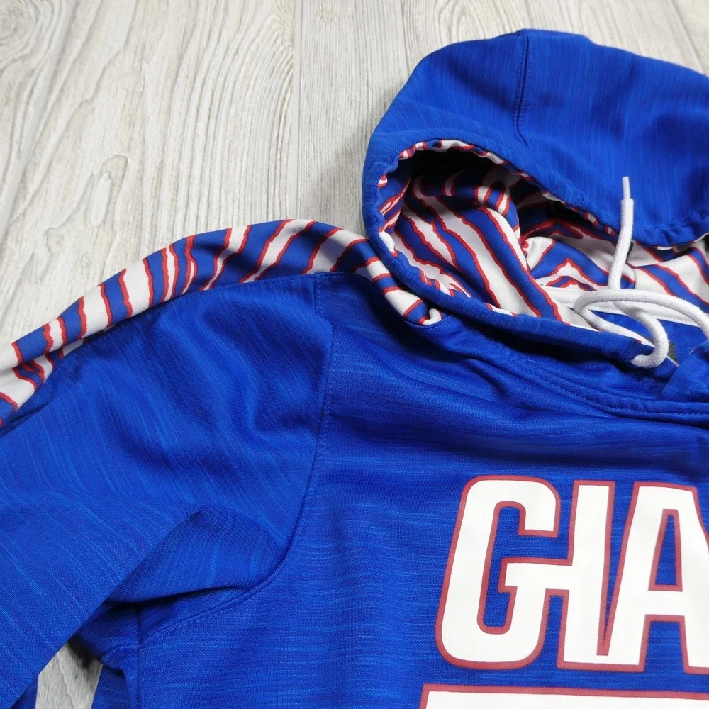 NFL Team Apparel New‎ York Giants Hoodie Adult Medium Blue Zebra Striped Arms